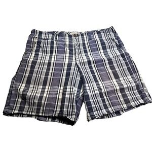 Merona Plaid Chino Shorts Mens 40 Preppy Vacation Casual 100% Cotton Blue